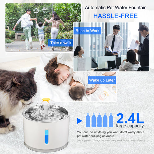 Automatisk Vattenfontän för Katt & Hund – 2,4L
